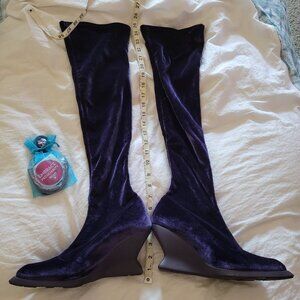 JOHN FLUEVOG OVER THE KNEE AMETHYST BOOTS SIZE 9